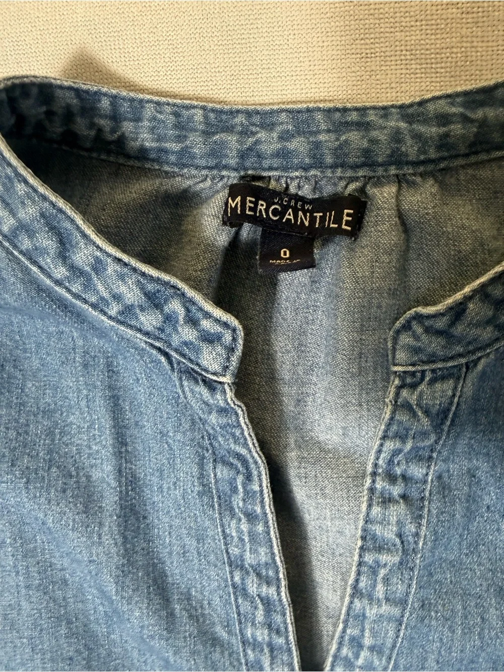 J. Crew Light Blue Denim Romper with Drawstring Waist